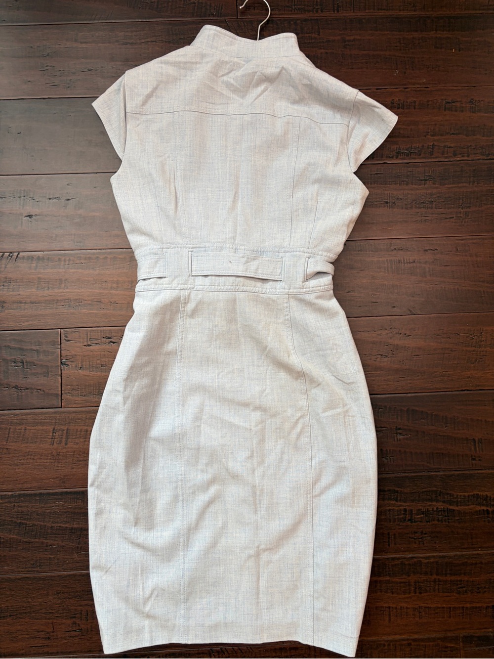 Calvin Klein Safari blue Cap-Sleeve Button-Front Belted Dress classic minimalist - Picture 6 of 8